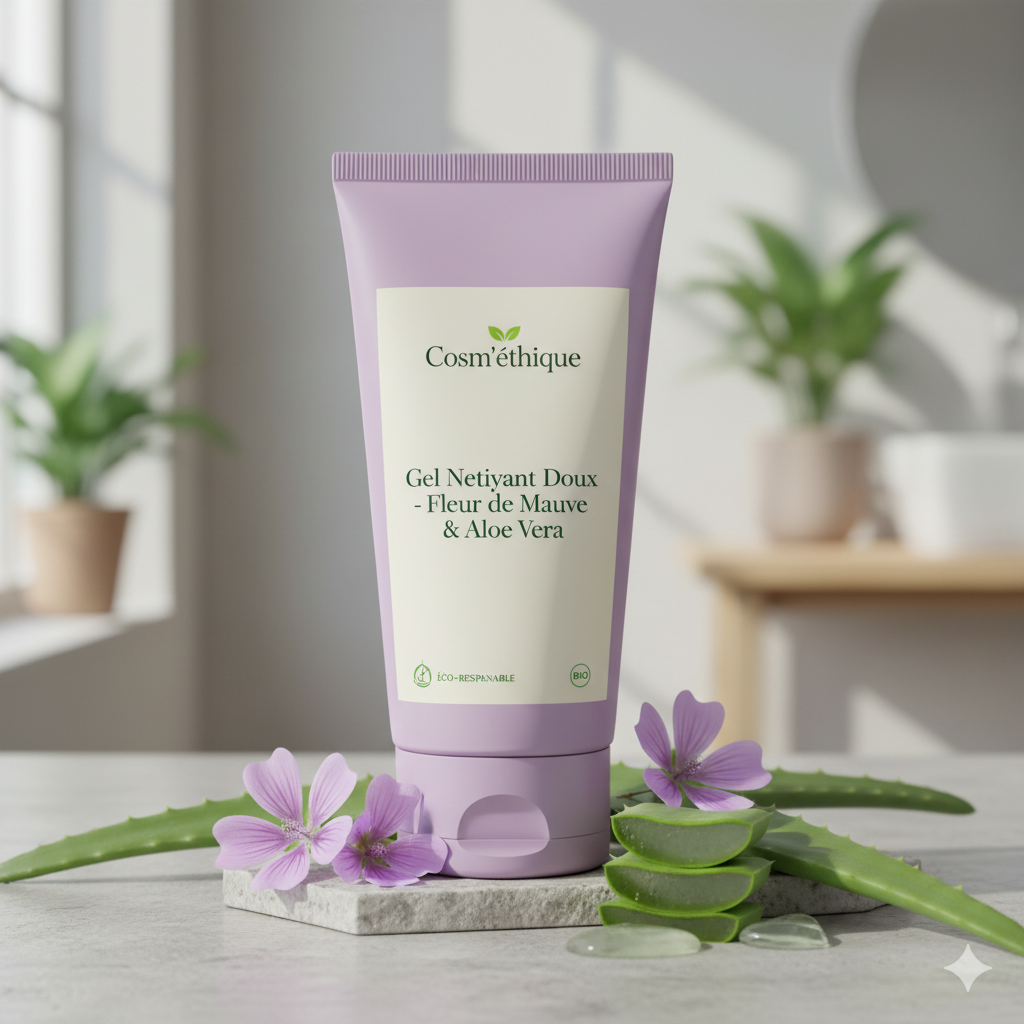 Gel Nettoyant Doux – Fleur de Mauve & Aloe Vera